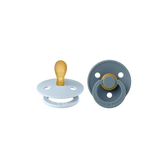 BIBS Colour Symmetrical Pacifier BPA-Free Dummy Nipple 0-6 Months 2 Pack Baby Blue/Petrol