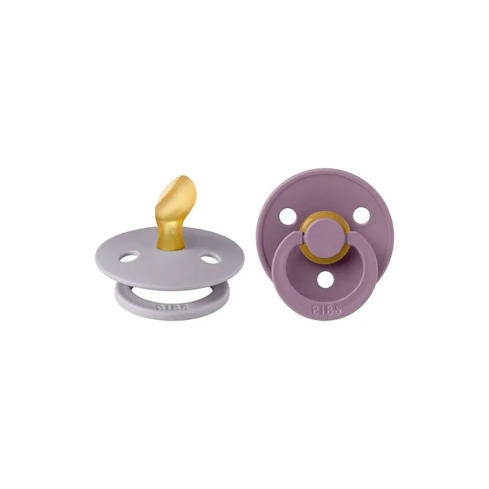 BIBS Colour Anatomical Soother BPA Free Dummy Pacifier Orthodontic Nipple Natural Rubber Latex Made in Denmark 0-6 Months Fossil Grey/Mauve - Pack of 2