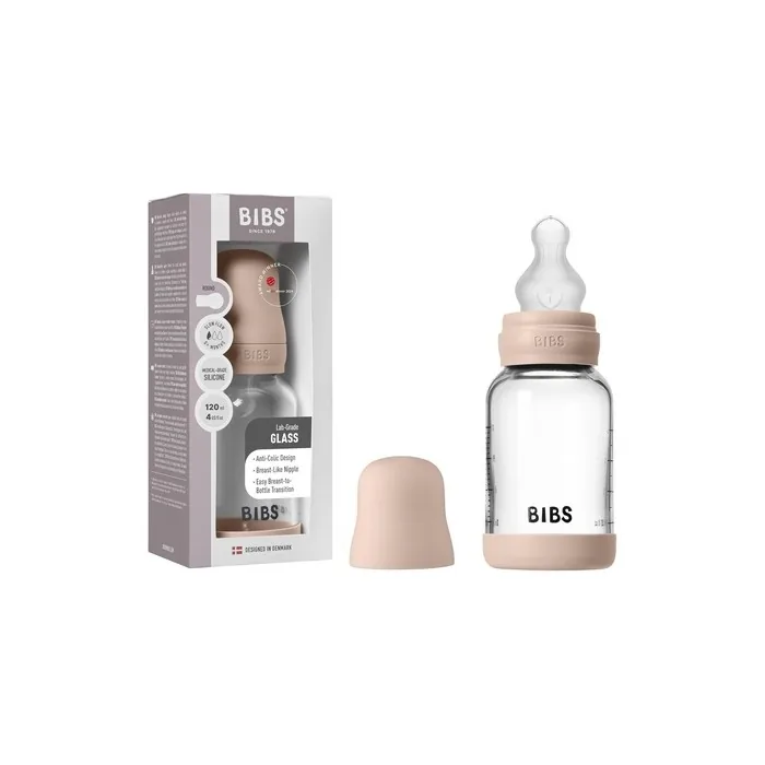 Bibs Baby Glass Bottle 120ml Anticolic Vented Silicone Teat
