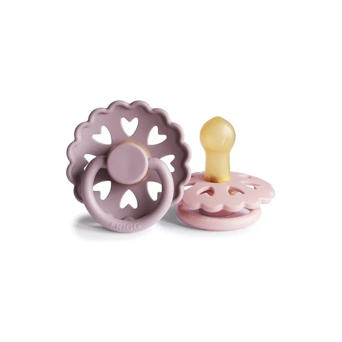 Frigg Fairytale Latex Pacifier Natural Rubber Soother Bpafree Made In Denmark Symmetrical Cherry Shaped Nipple Twilight Mauveprimrose Size 1 06 Months Pack Of 2