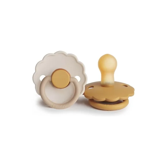 Frigg Daisy Latex Pacifier Natural Rubber Soother BPA-Free - Pack of 2