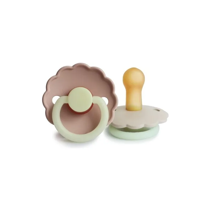 Frigg Daisy Night Pacifier 2 Pack Latex Bpafree Made In Denmark Symmetrical Cherry Shaped Nipple Size 2 618 Months Blush Nightcream Night