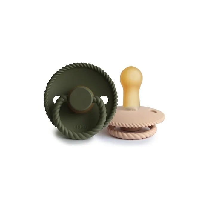 Frigg Rope Pacifier Latex Bpafree Made In Denmark Symmetrical Cherry Shape Size 2 618 Months Croissant Olive Pack Of 2