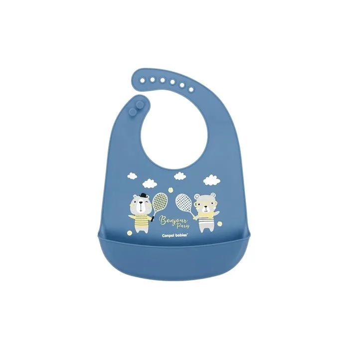 Canpol Babies Baby Bib Bonjour Paris Made of Silicone Blue