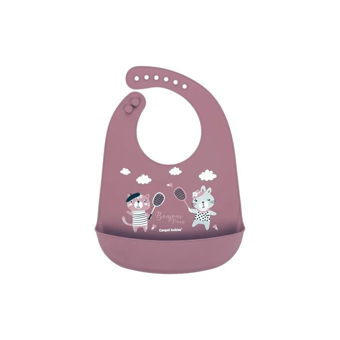 Canpol Babies Baby Bib Bonjour Paris Made of Silicone Purple