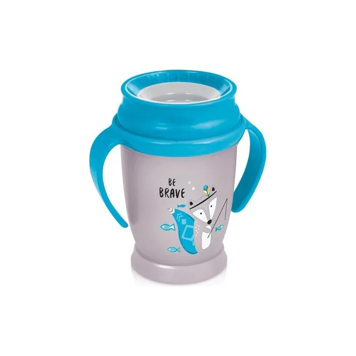 LOVI 360 Degree Toddler Trainer Sippy Cup 250ml BPA Free with SteriTouch Antibacterial Protection and Profiled Handles - Indian Summer Junior Blue