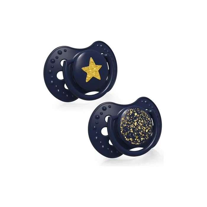 LOVI Soother Silicone Teat Dynamic Tip Stardust Collection Blue 2 Pieces - 3-6 Months