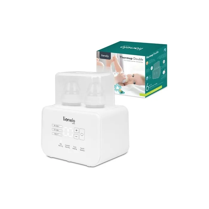 Lionelo Thermup Double Bottle Warmer Warms 2 Bottles Simultaneously Milk Heating In 35 Minutes 6 Operating Modes Sterilizer And Defrost Function Quiet Operation Safe To Use