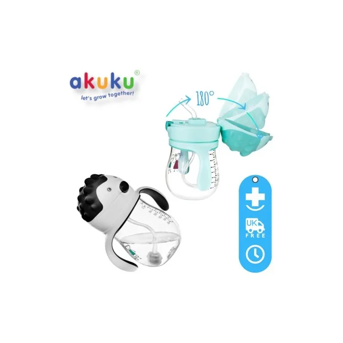 Akuku 250ml Training Cup with Straw Gravity Ball Leakproof Baby Sippy Bottle