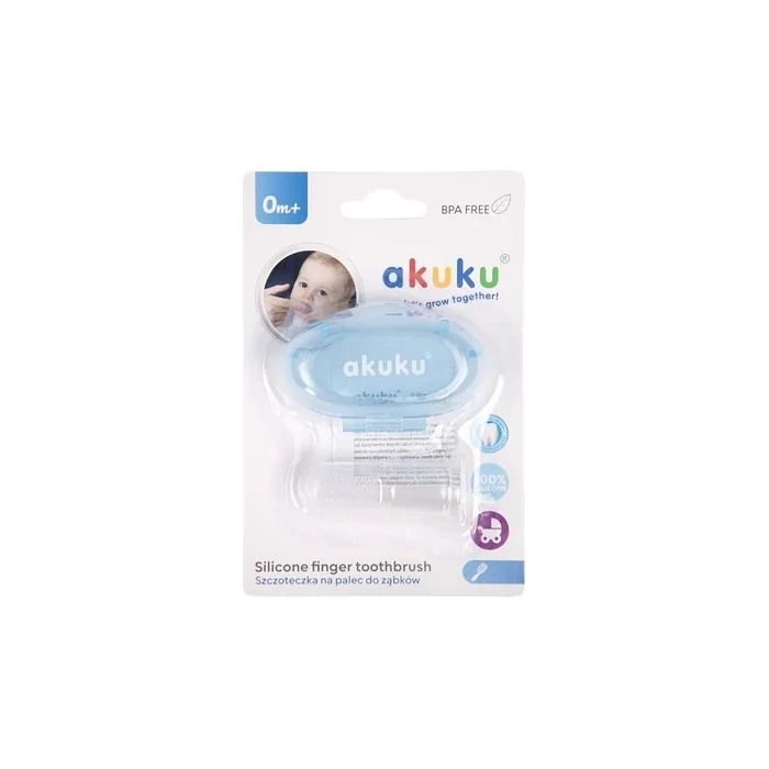 Akuku Silicone Finger Toothbrush For Infants In Blue Case