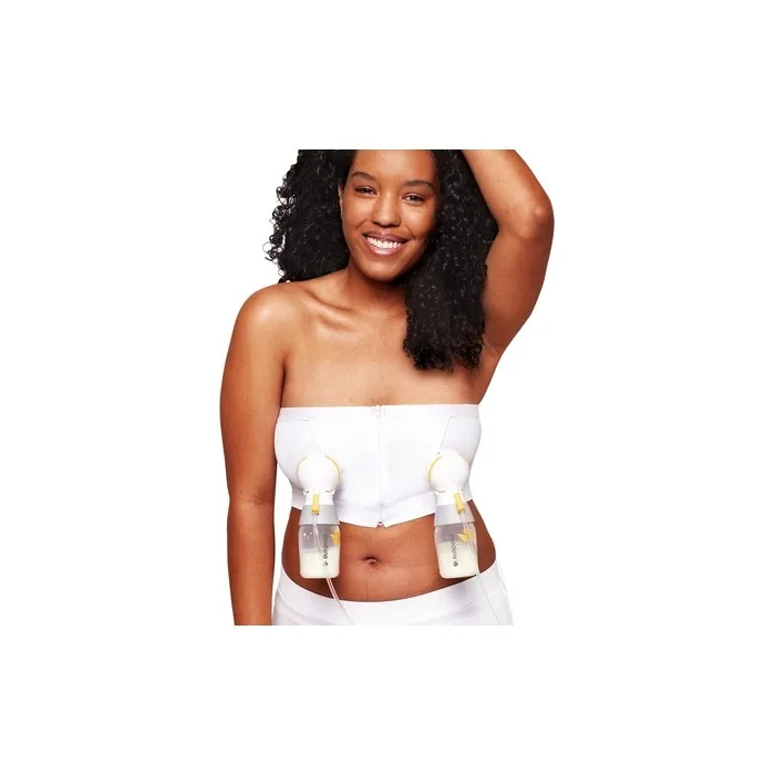 Medela Hands Free Pumping Bustier Easy Expressing Pumping Bra White XL