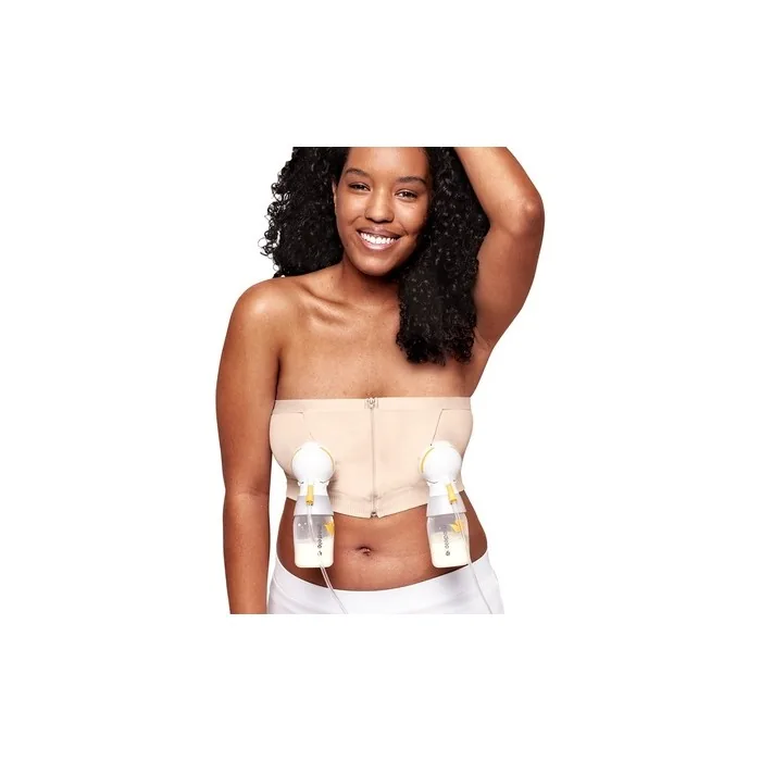 Medela Hands Free Pumping Bustier Easy Expressing Pumping Bra Chai XL
