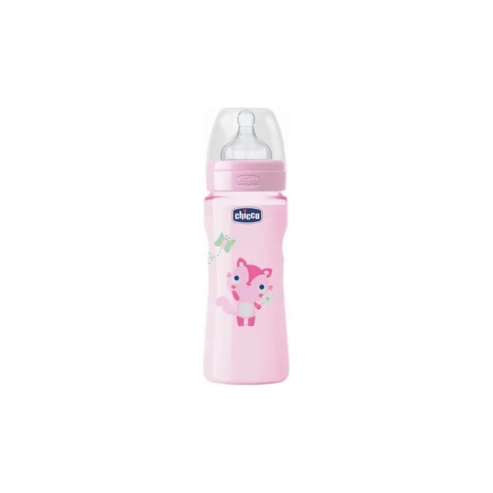Chicco Chicco Well-Being Silicone Baby Bottle Pp Fast Flux Rose 330ml For 4 Months And Older
