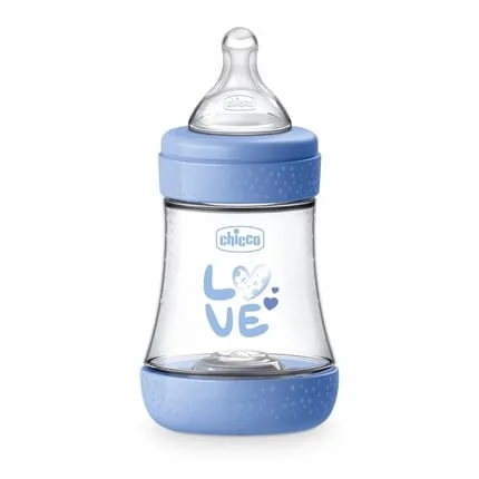 Chicco Perfect 5 Anticolic Bottle 150ml Slowflow Bottle With Soft Silicone Nipple Biofunctional Bottle With Intuiflow System Blue