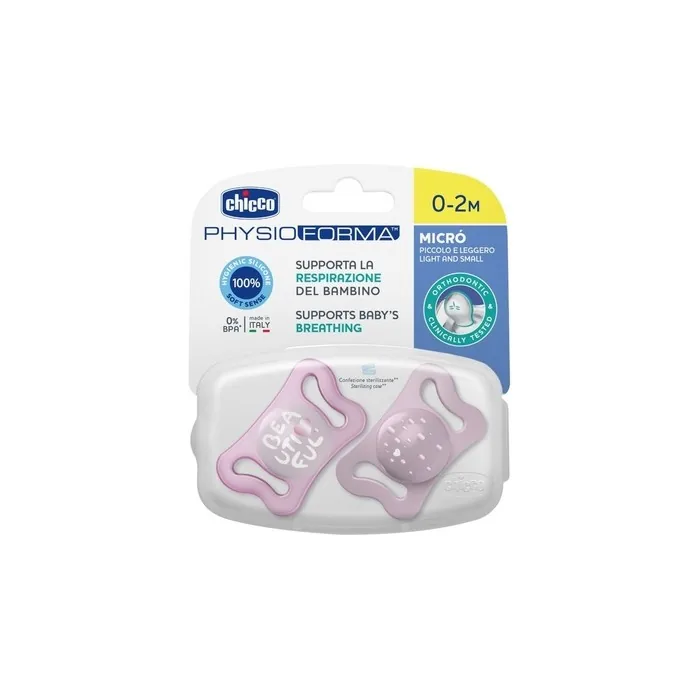 Physioforma Silicone Pacifier For Soothing Micro 0-2 Months Pink 2 Pieces