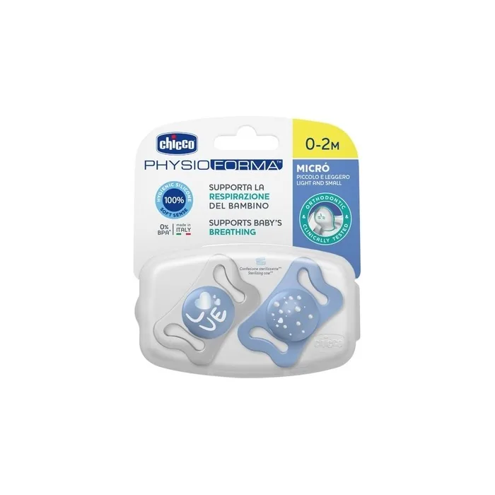Physioforma Silicone Pacifier For Soothing Micro 0-2 Months+ Blue 2 Pieces