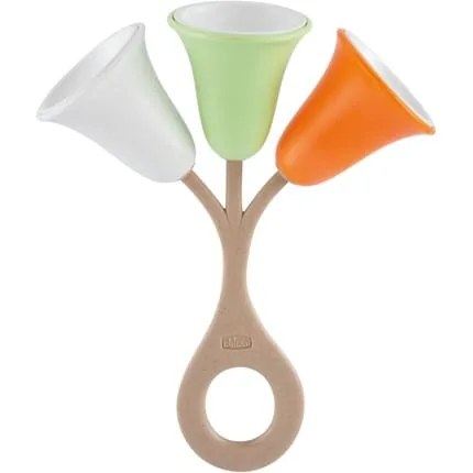 Chicco ECO+ Tulip Rattle Easy to Grip and Shake Made from Recycled Plastic Colorless with Funny Jingle Baby Toy 3-18 Months