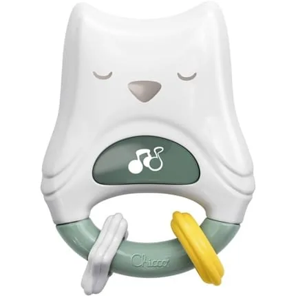 Chicco 2in1 Day & Night Owl Rattle Electronic Rattle with Rings Lights Music and Sounds Baby Toy 0 Months +