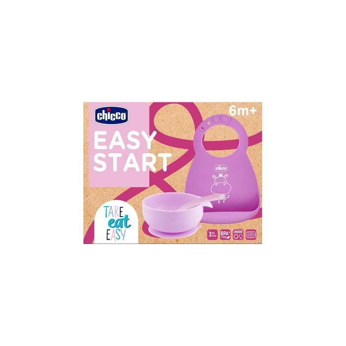 Chicco Silicone Feeding Set 6 Months And Older Pink