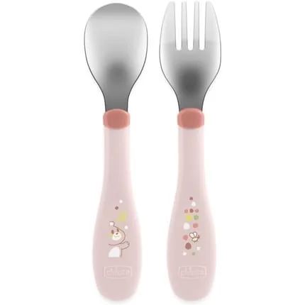 Chicco Stainless Steel Kids Cutlery Set - Porridge Fork and Spoon