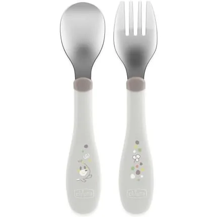 Chicco Stainless Steel Kids Cutlery Set - Porridge Fork and Spoon