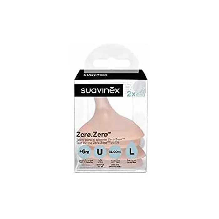 Suavinex Zero.Zero Nipple Size L Dense Flow + 6 Months Pack Of 2