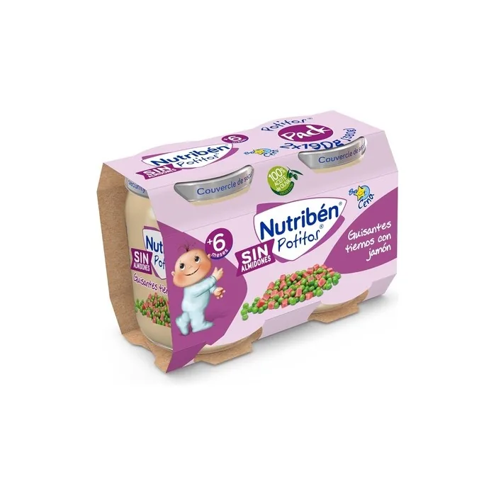 Nutriben Baby Food Peas with Ham Dinner Jar for Babies