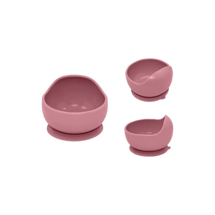 Petite&Mars Silicone Bowl for Toddlers TAKE&MATCH with Suction Cup Non-Slip Bowl BPA-Free Learning Bowls Healthy Silicone Dishwasher Safe Microwave Safe Dusty Rose