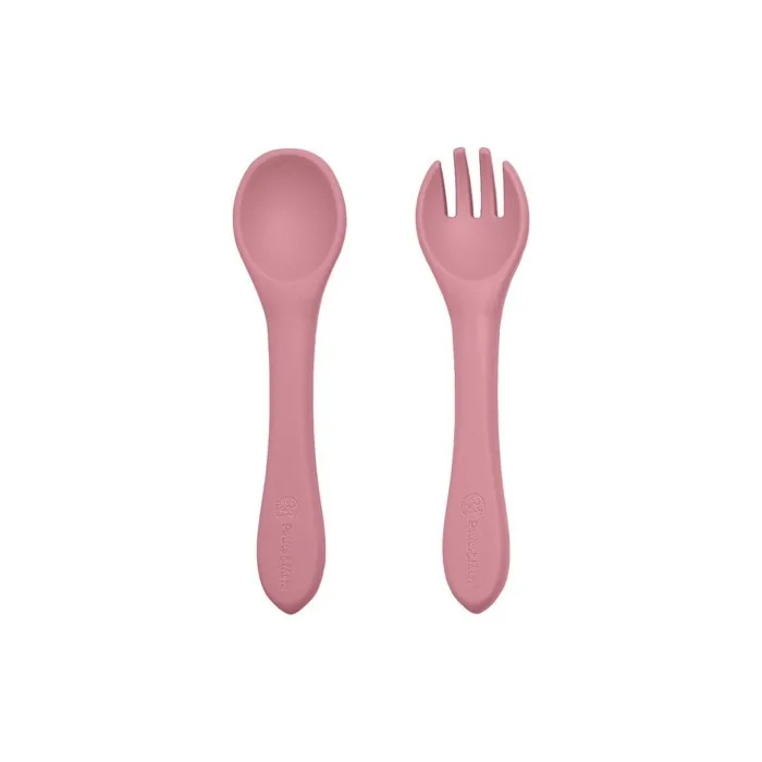 Petite&Mars Take&Match Silicone Cutlery Dusty Rose For 6 Months And Older