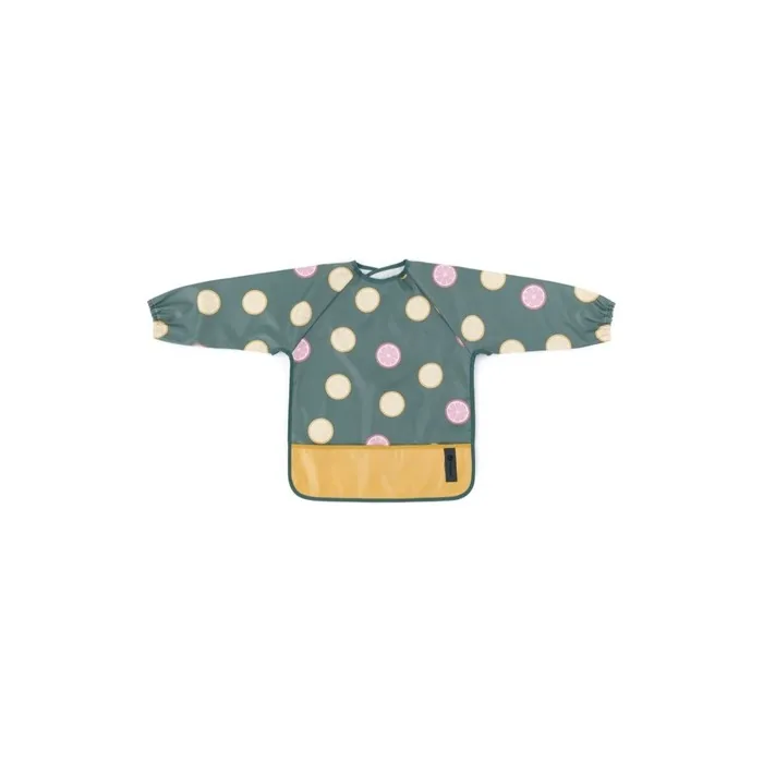 Petite&Mars Bib With Long Sleeves Beige Citrus For 2 Years And Above