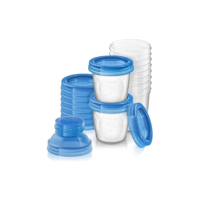 Philips Avent Reusable Breast Milk Storage Cups 180ml Transparent Blue 10 Count
