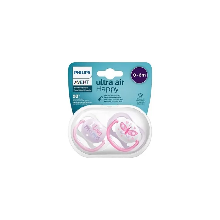 Philips Avent Ultra Air Happy Soother 06 Months Girl Duo