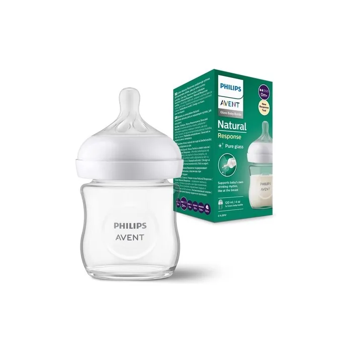 Philips Avent Natural Glass Bottle with Responsive Dummy 120ml