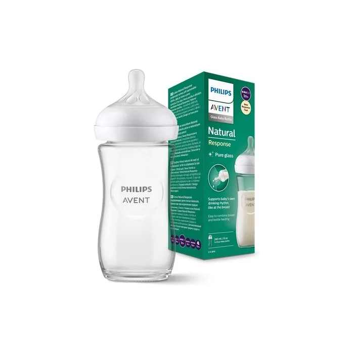 Philips Avent Natural Glass Bottle with Responsive Dummy 240ml