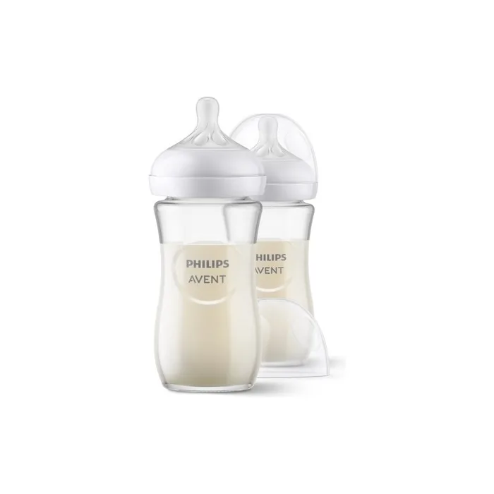 Philips Avent Natural Response Pure Glass Bottle 1 Month 2x240 Ml