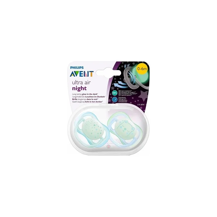Philips Avent Ultra Air Night Pacifier Bear And Stars 06 Months Duo