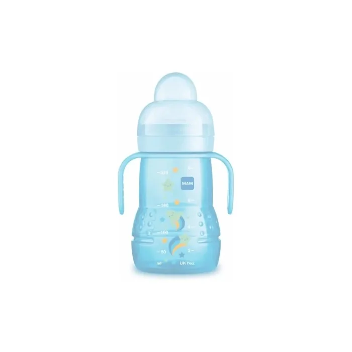 Mam Trainer Glass Baby Bottle 220ml Blue Color For 4 Months And Older