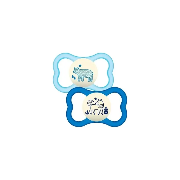 Mam Baby Dummy Nighttime 6+ Blue Silicone Pack Of 2