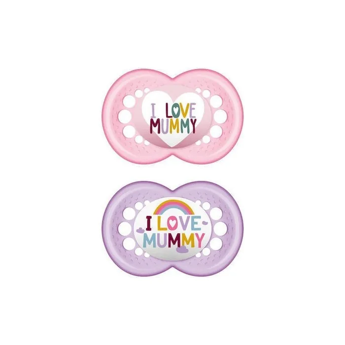 Mam I Love Mummy Silicone Pacifier For 6-16 Months - Pink, 2 Pack