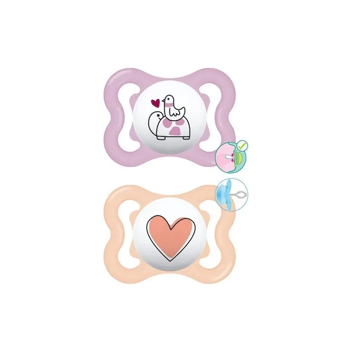Mam Supreme Silicone Pacifier For Girls, 2-6 Months, 2 Pieces