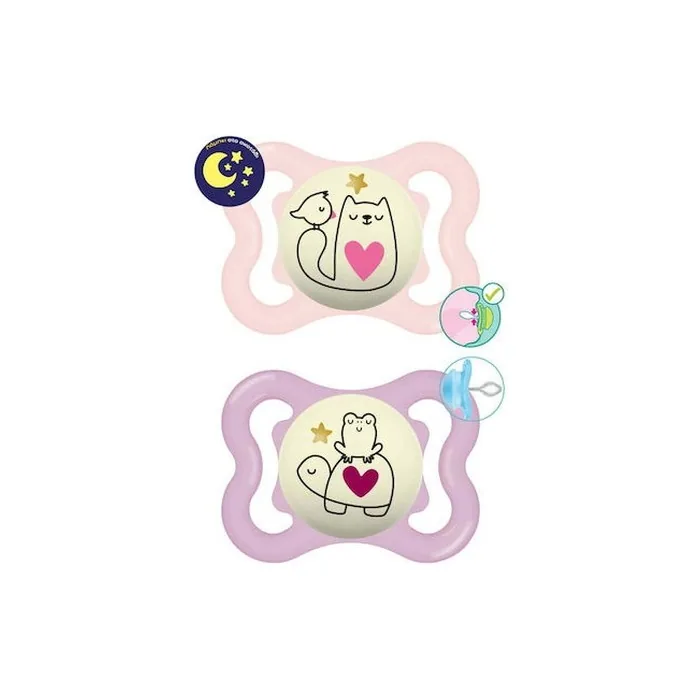 Mam Supreme Night Silicone Pacifier For Girls 2-6 Months - 2 Pieces