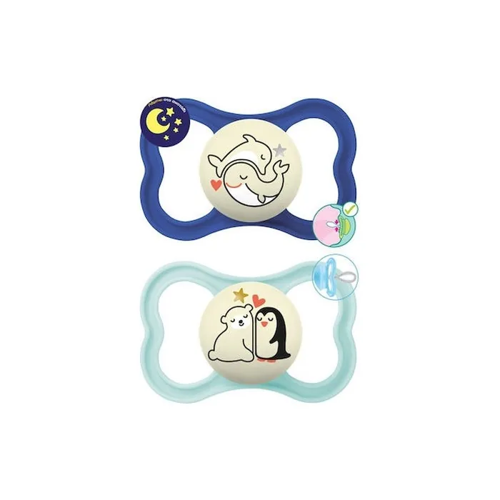 Mam Supreme Night Silicone Pacifier For Boys - 16 Months, 2 Pieces