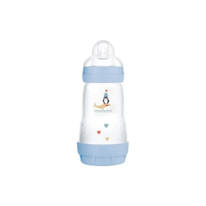 Mam Easy Start Anti-Colic Plastic Baby Bottle With Silicone Nipple - 260ml For Boys 2 Months