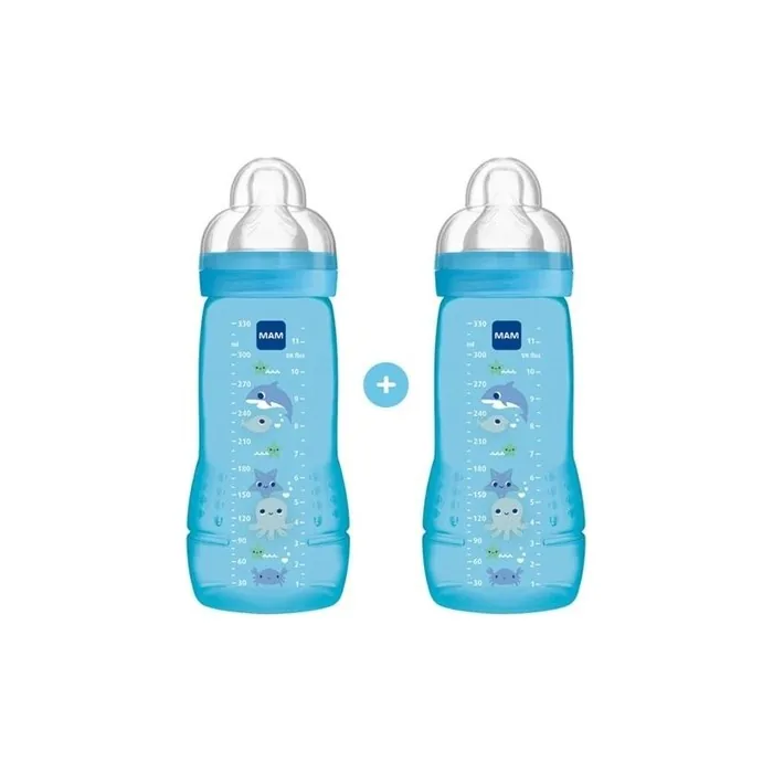 Mam Mam Promo Easy Active Baby Bottle - Blue, 2x330ml