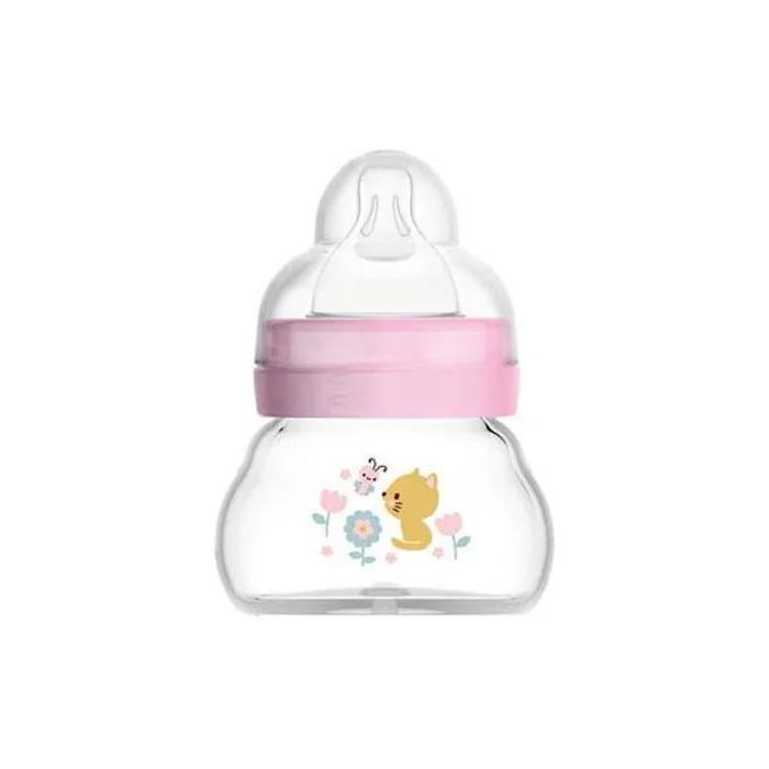 Mam Feel Good Glass Baby Bottle With Silicone Nipple For Girls 0 Months 90ml