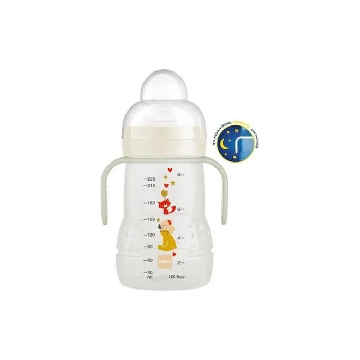 Mam Trainer Night Transition Bottle - Extra Soft Nipple, Unisex, 4 Months, 220ml