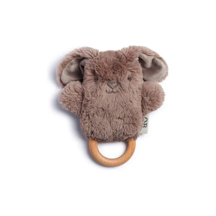 Ob Designs Bunny Soft Rattle Toy Earth Taupe For Ages 3 Months And Up