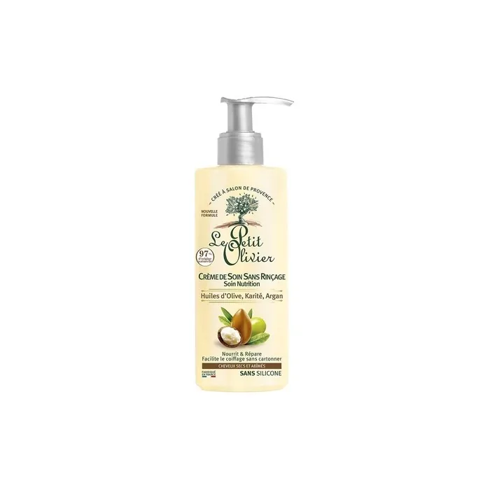 Le Petit Olivier Non-Rinse Nourishing Cream with Olive, Shea, and Argan Oils for Dry and Damaged Hair 200ml Pump Bottle - Made in France
