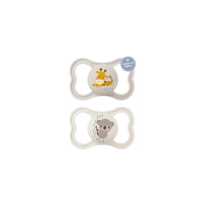 Mam Orthodontic Silicone Pacifiers For 6-16 Months Air Unisex Gray / Cream 2 Pack