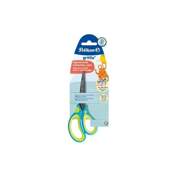 Griffix School Scissors for Right-Handed NeonFreshBlue